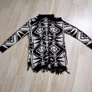 Burgundy and cream cardigan